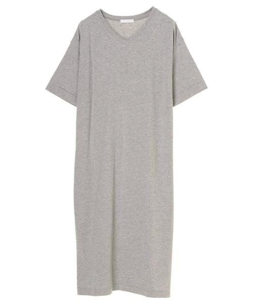 AMERICAN HOLIC（アメリカンホリック）の「・Vネックロールアップ5分袖ワンピース（ワンピース・レディース・ホワイト系その他/ブラック/杢グレー・FREE）」の5枚目の写真