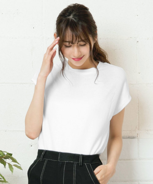 KOBE LETTUCE（コウベレタス）の「選べる[クルーネックorVネック]フレンチスリーブニットソートップス＊レディース/サマーニット[C3377]神戸レタス（ニット/セーター・レディース・ブラック/ベージュ/オフホワイト/ピンク/グリーン/マスタード/ホワイト系その他/ブラック系その他/ベージュ系その他/グリーン系その他/イエロー系その他/ピンク系その他・FREE）」の3枚目の写真