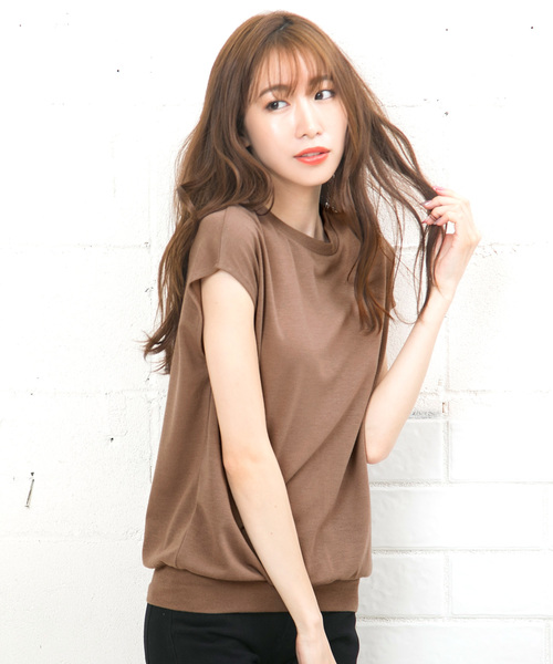 KOBE LETTUCE（コウベレタス）の「選べる[クルーネックorVネック]フレンチスリーブニットソートップス＊レディース/サマーニット[C3377]神戸レタス（ニット/セーター・レディース・ブラック/ベージュ/オフホワイト/ピンク/グリーン/マスタード/ホワイト系その他/ブラック系その他/ベージュ系その他/グリーン系その他/イエロー系その他/ピンク系その他・FREE）」の6枚目の写真