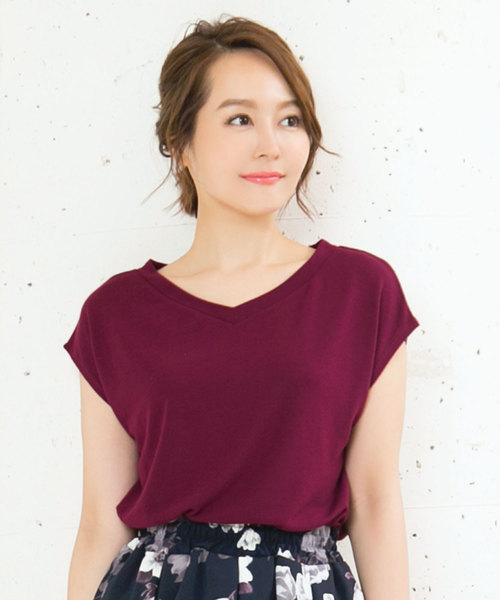 KOBE LETTUCE（コウベレタス）の「選べる[クルーネックorVネック]フレンチスリーブニットソートップス＊レディース/サマーニット[C3377]神戸レタス（ニット/セーター・レディース・ブラック/ベージュ/オフホワイト/ピンク/グリーン/マスタード/ホワイト系その他/ブラック系その他/ベージュ系その他/グリーン系その他/イエロー系その他/ピンク系その他・FREE）」の11枚目の写真