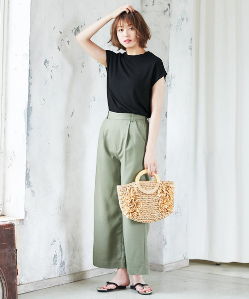 KOBE LETTUCE（コウベレタス）の「選べる[クルーネックorVネック]フレンチスリーブニットソートップス＊レディース/サマーニット[C3377]神戸レタス（ニット/セーター・レディース・ブラック/ベージュ/オフホワイト/ピンク/グリーン/マスタード/ホワイト系その他/ブラック系その他/ベージュ系その他/グリーン系その他/イエロー系その他/ピンク系その他・FREE）」の17枚目の写真