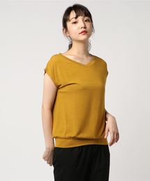 KOBE LETTUCE | 選べる[クルーネックorVネック]フレンチスリーブニットソートップス＊レディース/サマーニット[C3377]神戸レタス(ニット/セーター)
