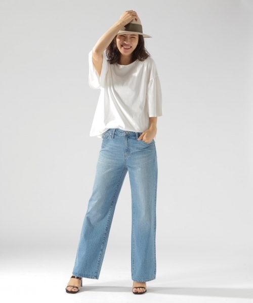 BAYFLOW（ベイフロー）の「ストレートワイドデニム 18AW（デニムパンツ・レディース・ダークブルー/インディゴブルー・24inch/23inch/25inch/22inch/26inch）」の4枚目の写真