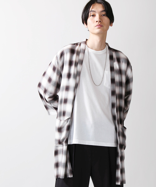 WEGO（ウィゴー）の「WEGO/7分袖オンブレチェックガウン（シャツ/ブラウス・メンズ・ブルー系その他2/ブラウン系その他2・LARGE/MEDIUM）」の2枚目の写真