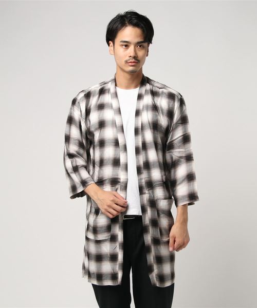 WEGO（ウィゴー）の「WEGO/7分袖オンブレチェックガウン（シャツ/ブラウス・メンズ・ブルー系その他2/ブラウン系その他2・LARGE/MEDIUM）」の6枚目の写真