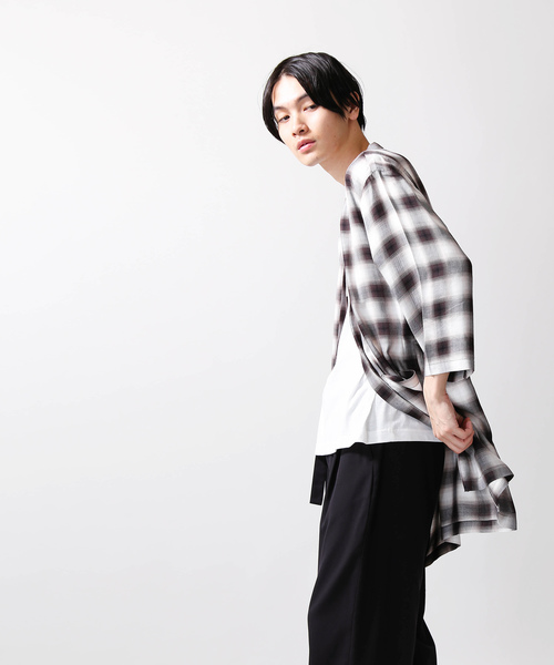 WEGO（ウィゴー）の「WEGO/7分袖オンブレチェックガウン（シャツ/ブラウス・メンズ・ブルー系その他2/ブラウン系その他2・LARGE/MEDIUM）」の13枚目の写真