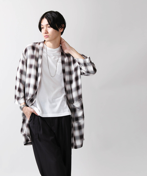 WEGO（ウィゴー）の「WEGO/7分袖オンブレチェックガウン（シャツ/ブラウス・メンズ・ブルー系その他2/ブラウン系その他2・LARGE/MEDIUM）」の12枚目の写真