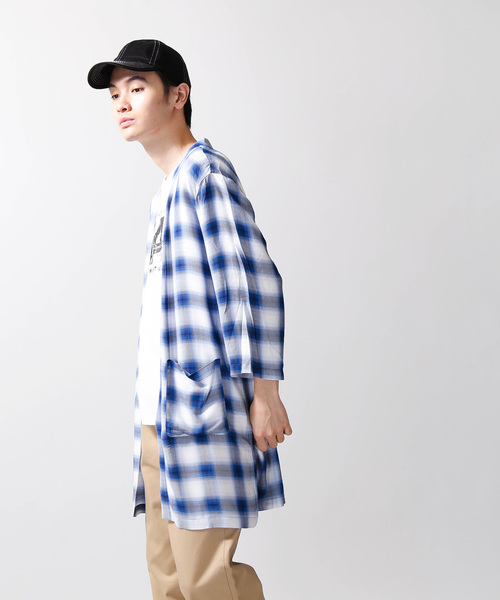 WEGO（ウィゴー）の「WEGO/7分袖オンブレチェックガウン（シャツ/ブラウス・メンズ・ブルー系その他2/ブラウン系その他2・LARGE/MEDIUM）」の10枚目の写真