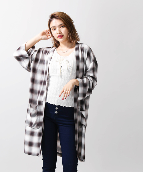 WEGO（ウィゴー）の「WEGO/7分袖オンブレチェックガウン（シャツ/ブラウス・メンズ・ブルー系その他2/ブラウン系その他2・LARGE/MEDIUM）」の8枚目の写真