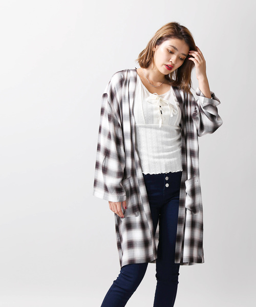 WEGO（ウィゴー）の「WEGO/7分袖オンブレチェックガウン（シャツ/ブラウス・メンズ・ブルー系その他2/ブラウン系その他2・LARGE/MEDIUM）」の7枚目の写真