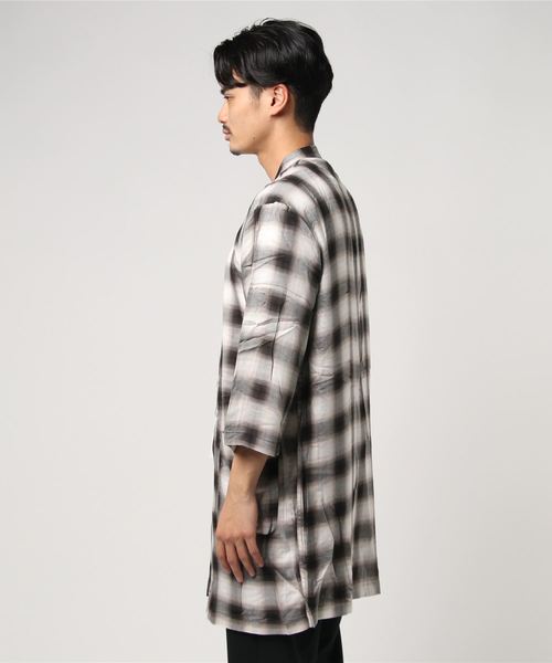 WEGO（ウィゴー）の「WEGO/7分袖オンブレチェックガウン（シャツ/ブラウス・メンズ・ブルー系その他2/ブラウン系その他2・LARGE/MEDIUM）」の3枚目の写真