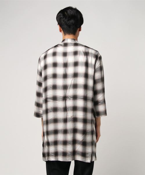 WEGO（ウィゴー）の「WEGO/7分袖オンブレチェックガウン（シャツ/ブラウス・メンズ・ブルー系その他2/ブラウン系その他2・LARGE/MEDIUM）」の4枚目の写真