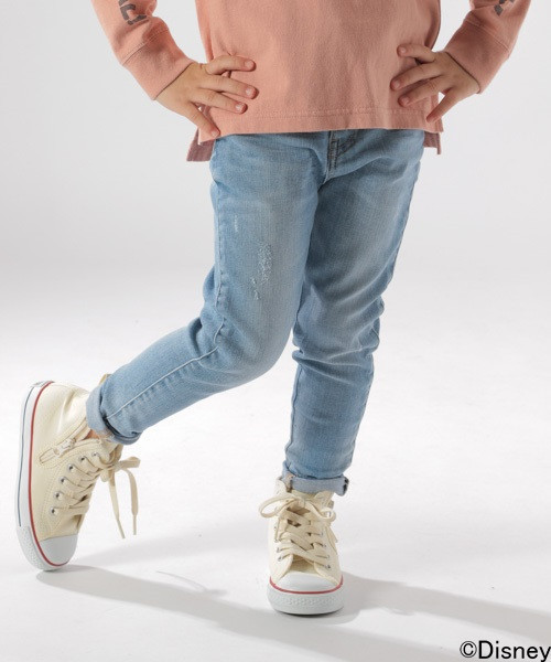 BAYFLOW（ベイフロー）の「[KIDS]スリムスキニーダメージデニム（デニムパンツ・キッズ・サックスブルー/インディゴブルー/チャコール・XX-LARGE/X-LARGE/SMALL/MEDIUM/LARGE）」の3枚目の写真