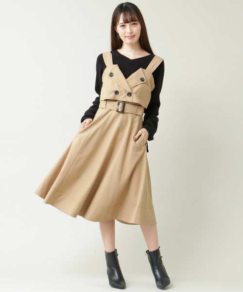 JILL by JILL STUART（ジルバイジルスチュアート）の「トレンチジャンスカミディ（ワンピース・レディース・ベージュ/グレー・SMALL/MEDIUM）」の5枚目の写真