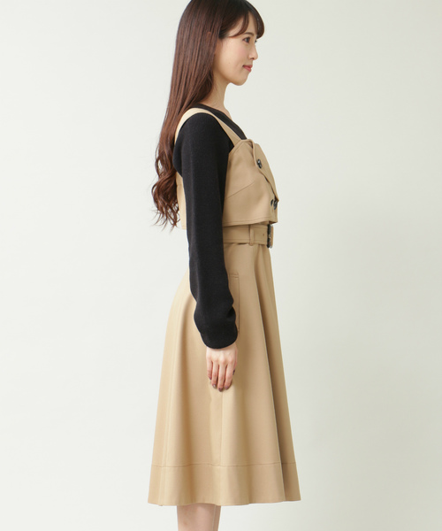 JILL by JILL STUART（ジルバイジルスチュアート）の「トレンチジャンスカミディ（ワンピース・レディース・ベージュ/グレー・SMALL/MEDIUM）」の18枚目の写真
