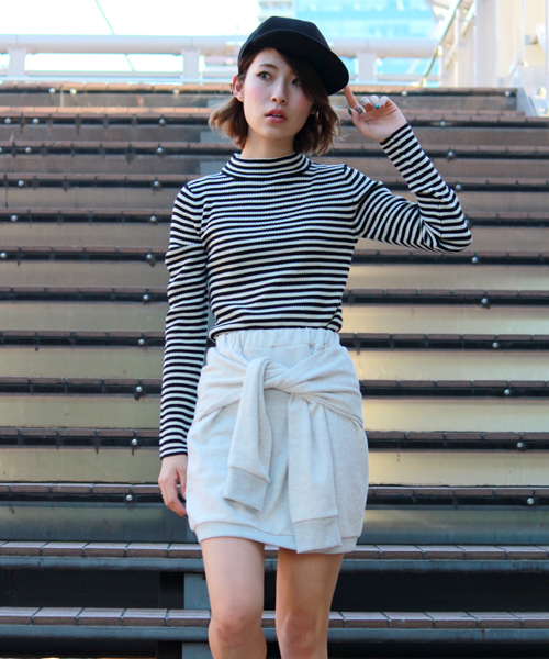 WEGO（ウィゴー）の「WEGO/スリーブベルトスウェットスカート（スカート・レディース・ブラック系その他/杢グレー/オートミール/ネイビー・FREE）」の3枚目の写真