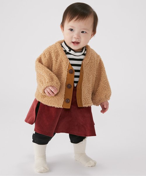 Ampersand（アンパサンド）の「GIRL'S　ボア着せ込み風カバーオール（ロンパース・キッズ・ベージュ/アイボリー・70/80）」の4枚目の写真