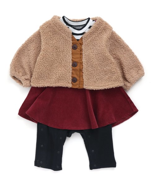 Ampersand（アンパサンド）の「GIRL'S　ボア着せ込み風カバーオール（ロンパース・キッズ・ベージュ/アイボリー・70/80）」の11枚目の写真