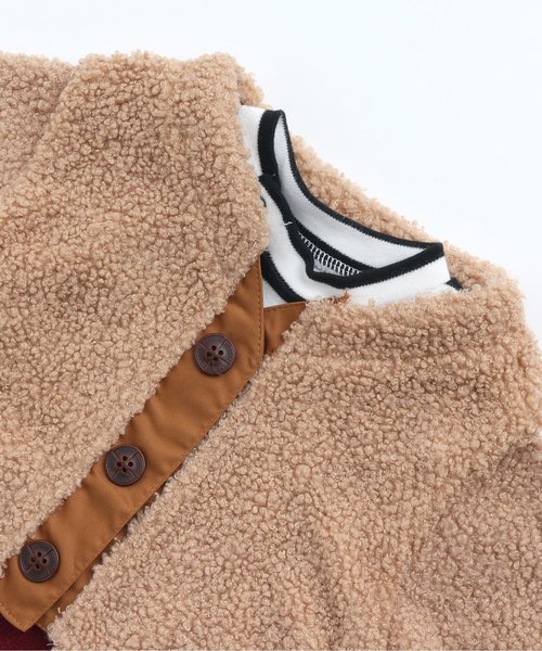 Ampersand（アンパサンド）の「GIRL'S　ボア着せ込み風カバーオール（ロンパース・キッズ・ベージュ/アイボリー・70/80）」の3枚目の写真