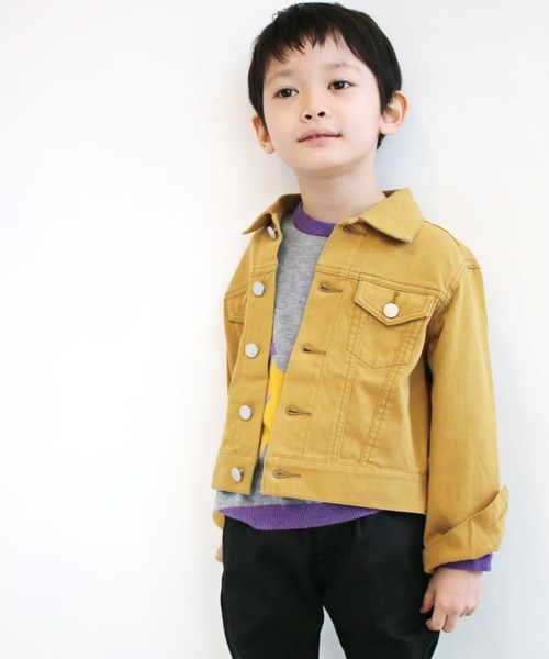 L.COPECK（エルコペック）の「[100-160]ハイストレッチデニム　Gジャン（デニムジャケット・キッズ・ブルー/ホワイト/ブラック/カーキ/マスタード・100cm/110cm/120cm/130cm/140cm/150cm/160cm）」の5枚目の写真