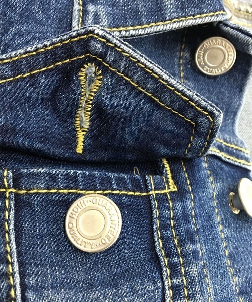 L.COPECK（エルコペック）の「[100-160]ハイストレッチデニム　Gジャン（デニムジャケット・キッズ・ブルー/ホワイト/ブラック/カーキ/マスタード・100cm/110cm/120cm/130cm/140cm/150cm/160cm）」の9枚目の写真