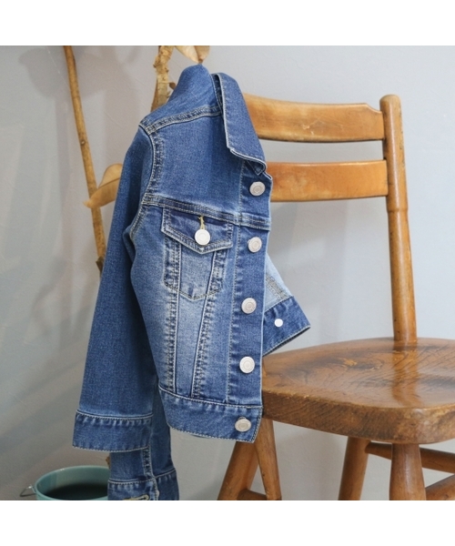 L.COPECK（エルコペック）の「[100-160]ハイストレッチデニム　Gジャン（デニムジャケット・キッズ・ブルー/ホワイト/ブラック/カーキ/マスタード・100cm/110cm/120cm/130cm/140cm/150cm/160cm）」の14枚目の写真