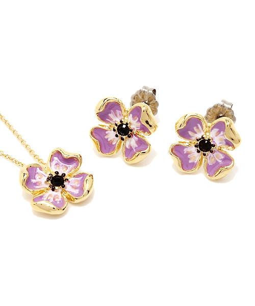 Khaju（カージュ）の「casselini:フラワーセットアクセ（ネックレス・レディース・イエロー/ライトブルー/ラベンダー・ONE SIZE）」の2枚目の写真