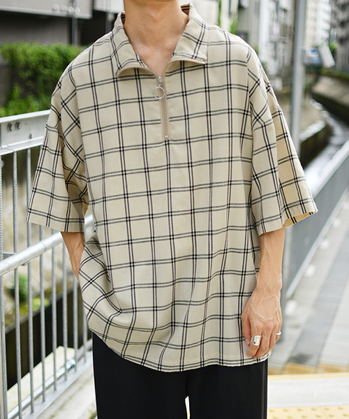 kutir（クティール）の「【ビッグシルエット】ハーフジッププルオーバー（シャツ/ブラウス・メンズ・ベージュ系その他/ホワイト系その他/ブラック/ブルー系その他/ブラウン系その他/ネイビー・MEDIUM/LARGE）」の5枚目の写真