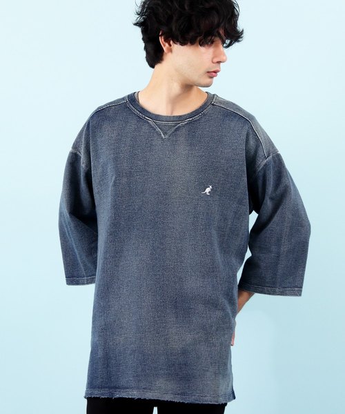 KANGOL（カンゴール）の「【別注】KANGOL×８(eight) コラボビッグシルエット半袖Tシャツ（Tシャツ/カットソー・メンズ・ライトインディゴブルー/ダークインディゴブルー・FREE）」の2枚目の写真