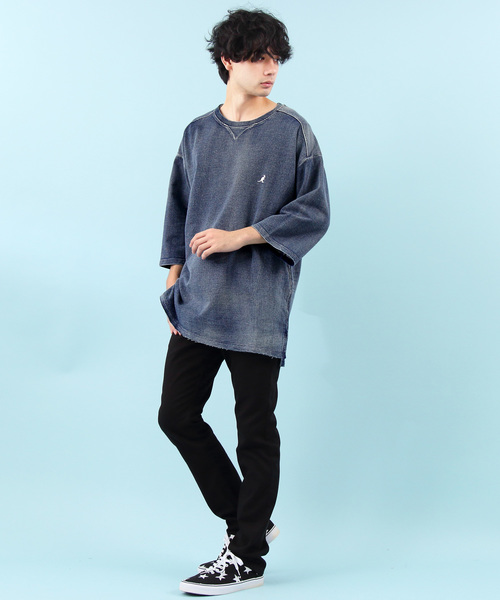 KANGOL（カンゴール）の「【別注】KANGOL×８(eight) コラボビッグシルエット半袖Tシャツ（Tシャツ/カットソー・メンズ・ライトインディゴブルー/ダークインディゴブルー・FREE）」の6枚目の写真