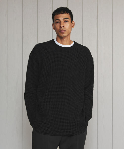 H　BEAUTY&YOUTH UNITED ARROWS（エイチビューティーアンドユースユナイテッドアローズ）の「＜H＞HEAVY THERMAL CREW NECK PULLOVER/カットソー（Tシャツ/カットソー・メンズ・ブラック/オフホワイト・LARGE/MEDIUM/SMALL）」の8枚目の写真