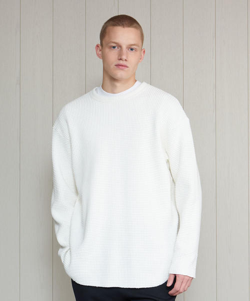 H　BEAUTY&YOUTH UNITED ARROWS（エイチビューティーアンドユースユナイテッドアローズ）の「＜H＞HEAVY THERMAL CREW NECK PULLOVER/カットソー（Tシャツ/カットソー・メンズ・ブラック/オフホワイト・LARGE/MEDIUM/SMALL）」の7枚目の写真