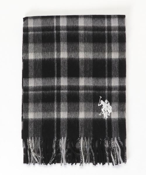 U.S. POLO ASSN.(ユーエスポロアッスン)の「【U.S. POLO ASSN.】 ユーエスポロアッスン ウール100%マフラー(マフラー/ショール)」|ブラック系その他