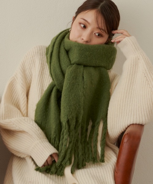 VANNIE U(ヴァニーユー)の「もこもこボリュームマフラー(マフラー・レディース・ダークブラウン/ベージュ/ピンク/アイボリー/オートミール/マスタード/イエロー/ライトブルー/グリーン・FREE)」の22枚目の写真