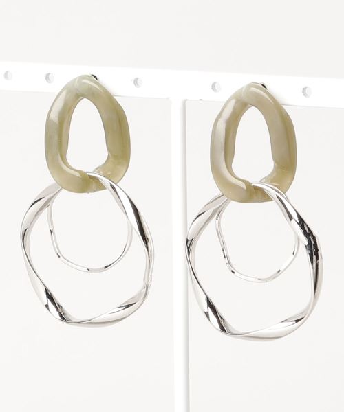 LOWRYS FARM（ローリーズファーム）の「メッキ＊コンビピアス　858570（ピアス（両耳用）・レディース・ベージュ/グリーン/アイボリー・FREE）」の3枚目の写真