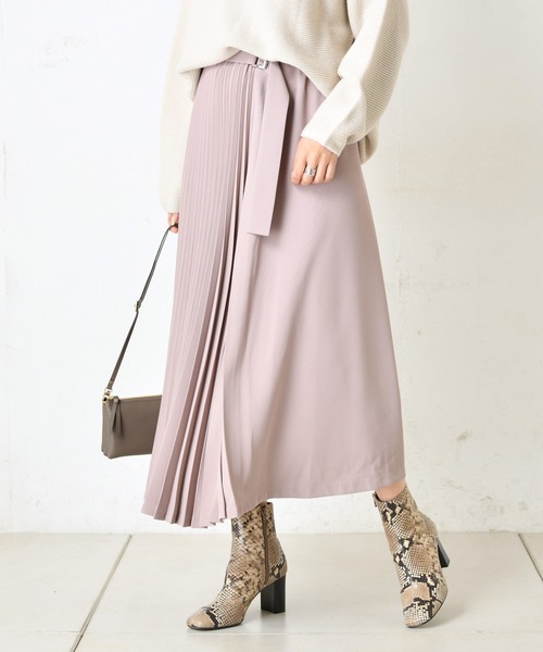DouDou（ドゥドゥ）の「プリーツ切替スカート2（スカート・レディース・ブラック/ブラウン/バイオレット/ベージュ・38/36）」の4枚目の写真