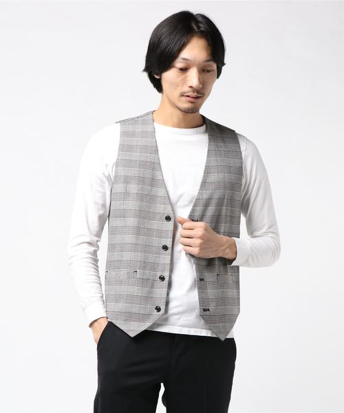 Beno(ビーノ)の「T/R ストレッチ / スタイリッシュ コンパクト ジレ(ベスト・メンズ・ブラック/ネイビー/グレー/グレー系その他2/グレー系その他・L/M/LL)」の4枚目の写真
