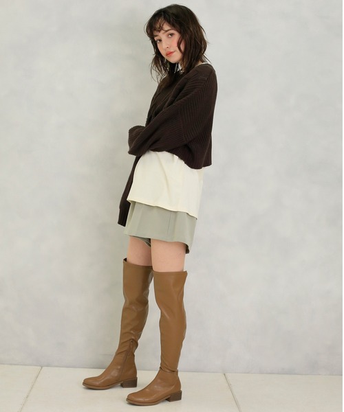 one after another NICE CLAUP(ワンアフターアナザーナイスクラップ)の「クリアベルト付きフレアショートパンツ(その他パンツ・レディース・ベージュ/カーキ/ブラック系その他/ブラウン系その他・FREE)」の10枚目の写真