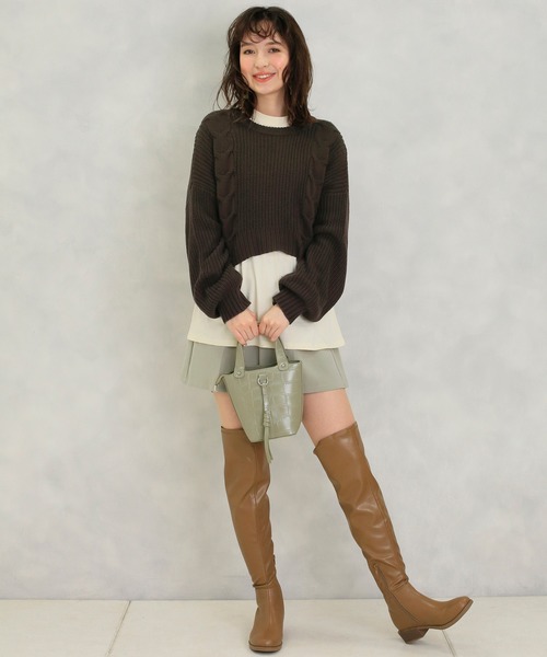 one after another NICE CLAUP(ワンアフターアナザーナイスクラップ)の「クリアベルト付きフレアショートパンツ(その他パンツ・レディース・ベージュ/カーキ/ブラック系その他/ブラウン系その他・FREE)」の5枚目の写真