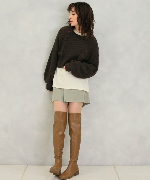 one after another NICE CLAUP(ワンアフターアナザーナイスクラップ)の「クリアベルト付きフレアショートパンツ(その他パンツ・レディース・ベージュ/カーキ/ブラック系その他/ブラウン系その他・FREE)」の19枚目の写真