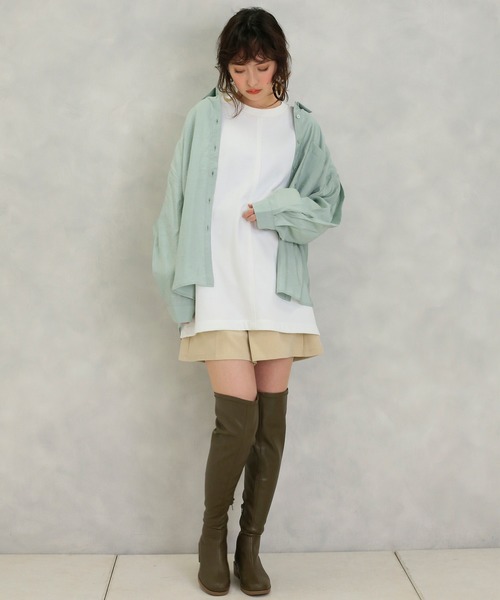 one after another NICE CLAUP(ワンアフターアナザーナイスクラップ)の「クリアベルト付きフレアショートパンツ(その他パンツ・レディース・ベージュ/カーキ/ブラック系その他/ブラウン系その他・FREE)」の8枚目の写真