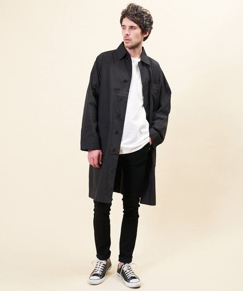 UNIVERSAL OVERALL（ユニバーサルオーバーオール）の「【UNIVERSAL OVERALL】 SUTEN COLLAR COAT / U2013503（ステンカラーコート・メンズ・ブラック/ベージュ/カーキ・SMALL/MEDIUM/LARGE）」の18枚目の写真