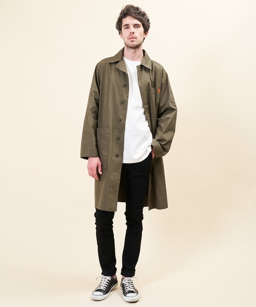 UNIVERSAL OVERALL（ユニバーサルオーバーオール）の「【UNIVERSAL OVERALL】 SUTEN COLLAR COAT / U2013503（ステンカラーコート・メンズ・ブラック/ベージュ/カーキ・SMALL/MEDIUM/LARGE）」の9枚目の写真