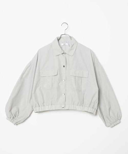 WEGO(ウィゴー)の「WEGO/ナイロンショートCPOシャツジャケット(ナイロンジャケット・レディース・ライトベージュ/サックスブルー・FREE)」の10枚目の写真