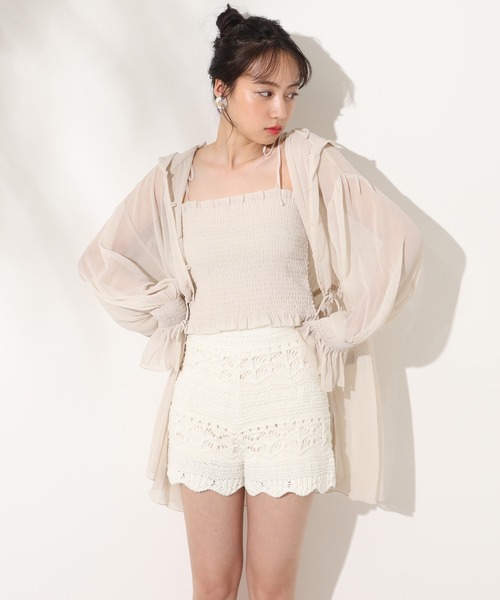 one after another NICE CLAUP（ワンアフターアナザーナイスクラップ）の「かぎ針ニットショートパンツ（その他パンツ・レディース・アイボリー/ブラック/ベージュ・FREE）」の9枚目の写真