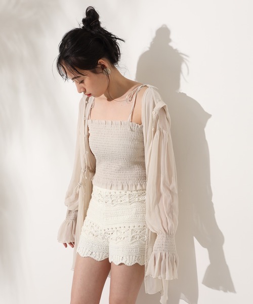 one after another NICE CLAUP（ワンアフターアナザーナイスクラップ）の「かぎ針ニットショートパンツ（その他パンツ・レディース・アイボリー/ブラック/ベージュ・FREE）」の10枚目の写真