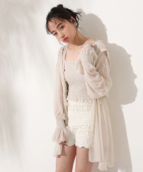 one after another NICE CLAUP（ワンアフターアナザーナイスクラップ）の「かぎ針ニットショートパンツ（その他パンツ・レディース・アイボリー/ブラック/ベージュ・FREE）」の11枚目の写真