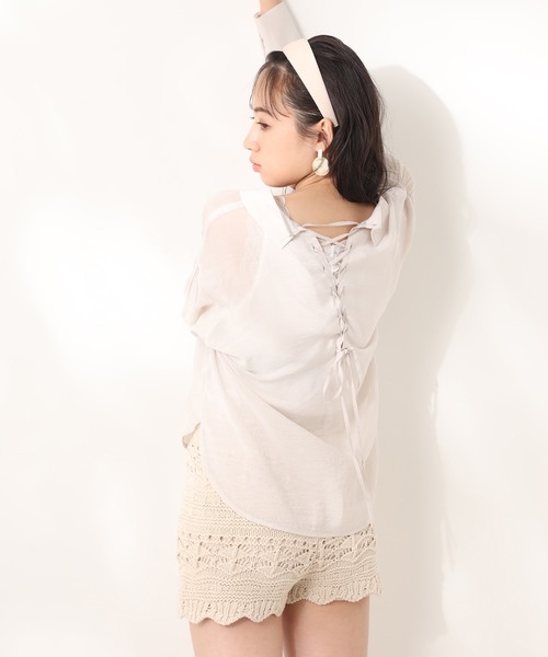 one after another NICE CLAUP（ワンアフターアナザーナイスクラップ）の「かぎ針ニットショートパンツ（その他パンツ・レディース・アイボリー/ブラック/ベージュ・FREE）」の6枚目の写真