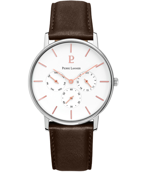 PIERRE LANNIER(ピエール・ラニエ)の「【PIERRELANNIER】マルチファンクション レザーベルトウォッチ P208G・P209F(アナログ腕時計・メンズ・ホワイト/ブラック・フリー)」の2枚目の写真