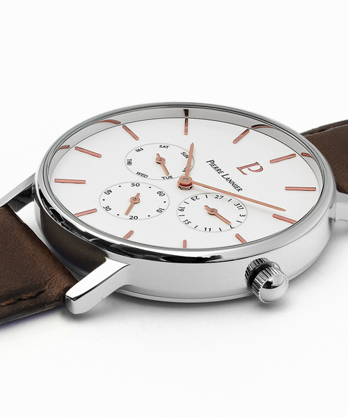 PIERRE LANNIER(ピエール・ラニエ)の「【PIERRELANNIER】マルチファンクション レザーベルトウォッチ P208G・P209F(アナログ腕時計・メンズ・ホワイト/ブラック・フリー)」の4枚目の写真